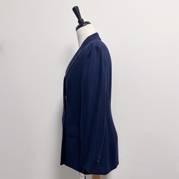 Lauren Ralph Lauren True Navy Blue Linen Double Breasted Provence Blazer 10 NWT - Picture 4 of 13